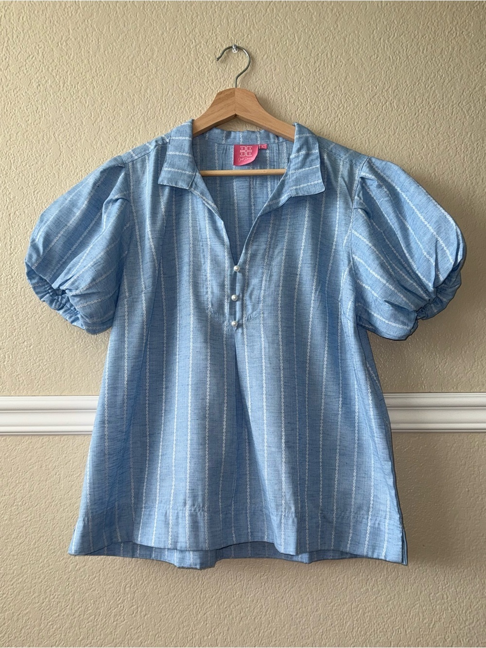 Just Darviny 100% Denim Cotton Virginia Top Light Denim Size Large